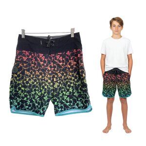 Rip Curl Boardshorts Boys 27 Swimwear Mirage Mason Haze Black Multicolor Flower